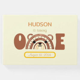 Boho Rainbow Bear Första födelsedagen Gästböcker