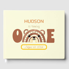 Boho Rainbow Bear Första födelsedagen Gästböcker