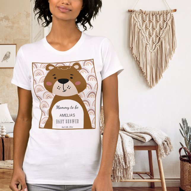 Boho Rainbow Bear Mommy To Be Baby Shower Look T Shirt (Skapare uppladdad)