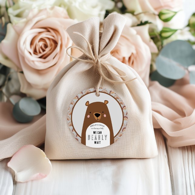 Boho Rainbow Bear Neutral Baby Shower Thank You Gåvor Etiketter (Skapare uppladdad)
