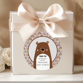 Boho Rainbow Bear Neutral Baby Shower Thank You Runt Klistermärke