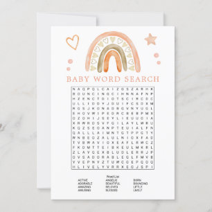 Boho Rainbow Bebis Badrum Ord Sökande Spel Inbjudningar