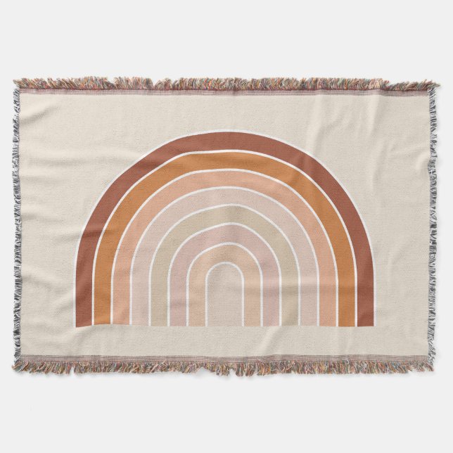 Boho Rainbow Beige Terracotta Filt (Framsidan)