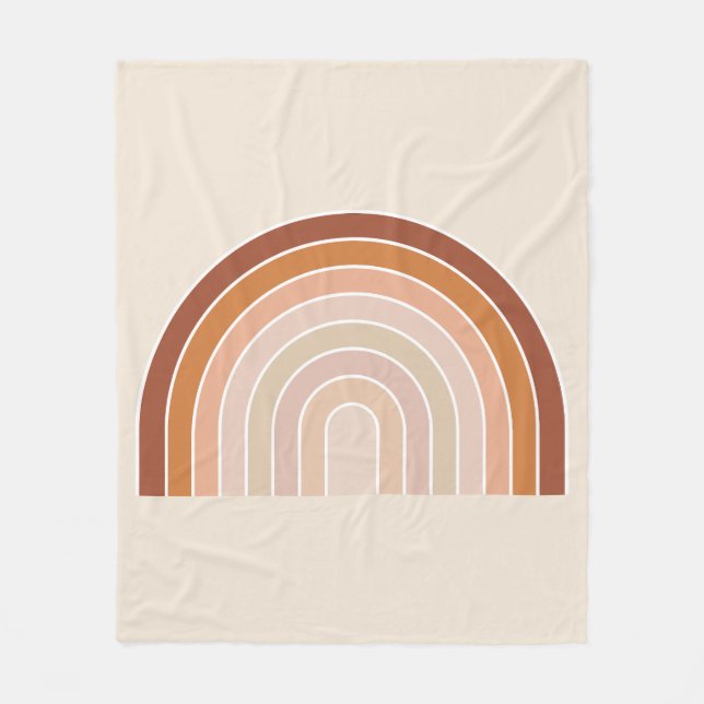 Boho Rainbow Beige Terracotta Fleecefilt (Framsidan)