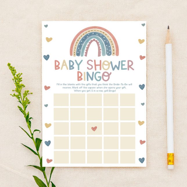 Boho Rainbow Bingo Baby Shower-spel (Skapare uppladdad)