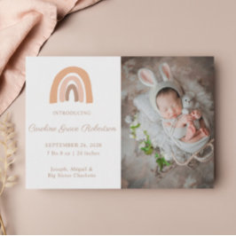 Boho Rainbow Birth Notification Nyfödd bebis Card Inbjudningar