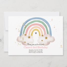 Boho Rainbow Birthday bjudande Girl Rustic Inbjudningar