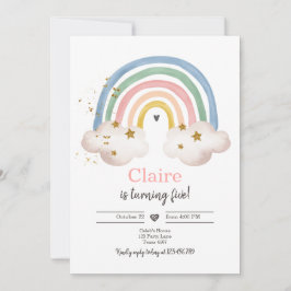 Boho Rainbow Birthday bjudande Girl Rustic Inbjudningar