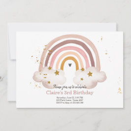 Boho Rainbow Birthday bjudande Girl Rustic Inbjudningar