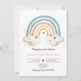 Boho Rainbow Birthday bjudande Girl Rustic Inbjudningar