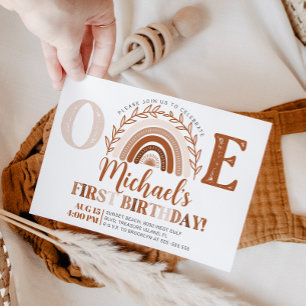 Boho Rainbow Birthday bjudande, Terracotta Tones Inbjudningar