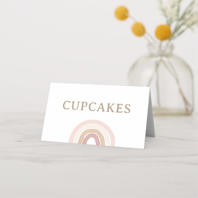 Boho Rainbow Birthday Food Labels Placeringskort (Framsida)