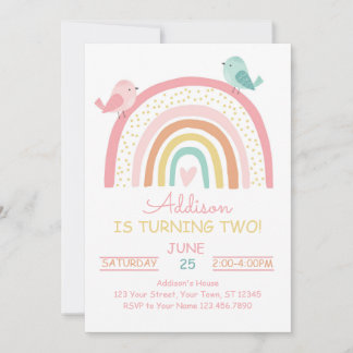 Boho Rainbow Birthday-inbjudan Inbjudningar