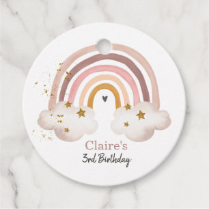 Boho Rainbow Birthday Märkre Pastel Neutralt Moder Gåvor Etiketter