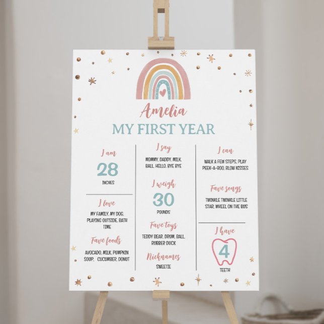 Boho Rainbow Birthday Milestone Poster (Skapare uppladdad)