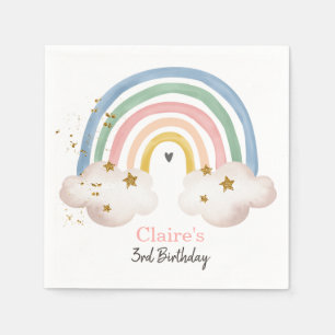 Boho Rainbow Birthday Napkins Rainbow Party Pastel Pappersservett