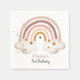 Boho Rainbow Birthday Napkins Rainbow Party Pastel Pappersservett
