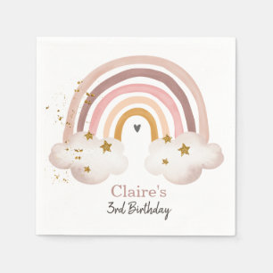 Boho Rainbow Birthday Napkins Rainbow Party Pastel Pappersservett