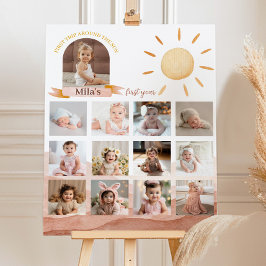 Boho Rainbow Birthday Photo Milestone Poster