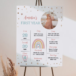 Boho Rainbow Birthday Photo Milestone Poster