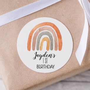 Boho Rainbow Birthday Runt Klistermärke