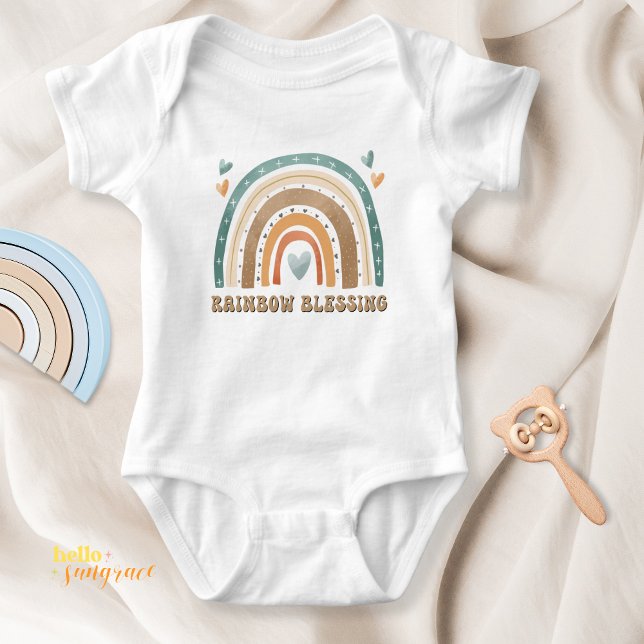Boho Rainbow Blessing Baby Bodykostym T Shirt (Bohemian Rainbow Baby Bodysuit)