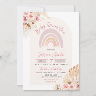Boho Rainbow Blommigt Baby Sprinkle-inbjudan Inbjudningar