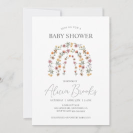Boho Rainbow Blommigt Girl Baby Shower-inbjudan Inbjudningar