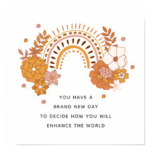 Boho Rainbow Blommigt Motivational Quote Poster