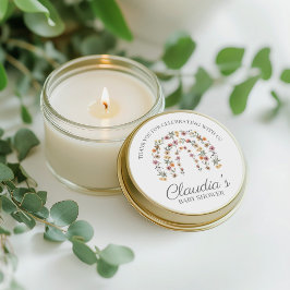 Boho Rainbow Blommigt WildblomGirl Baby Shower Runt Klistermärke