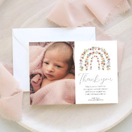 Boho Rainbow Blommigt WildblomGirl Baby Shower Tack Kort