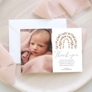 Boho Rainbow Blommigt WildblomGirl Baby Shower Tack Kort