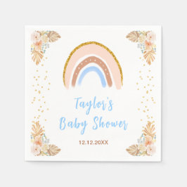 Boho Rainbow Blue Baby Shower Pappersservett