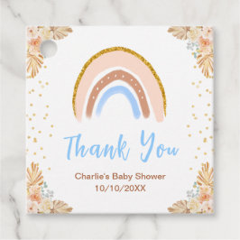 Boho Rainbow Blue Baby Shower Tack Gåvor Etiketter