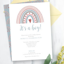 Boho Rainbow Blue Boy Shower