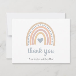 Boho Rainbow Blue Heart Cute Boy Shower Tack Kort