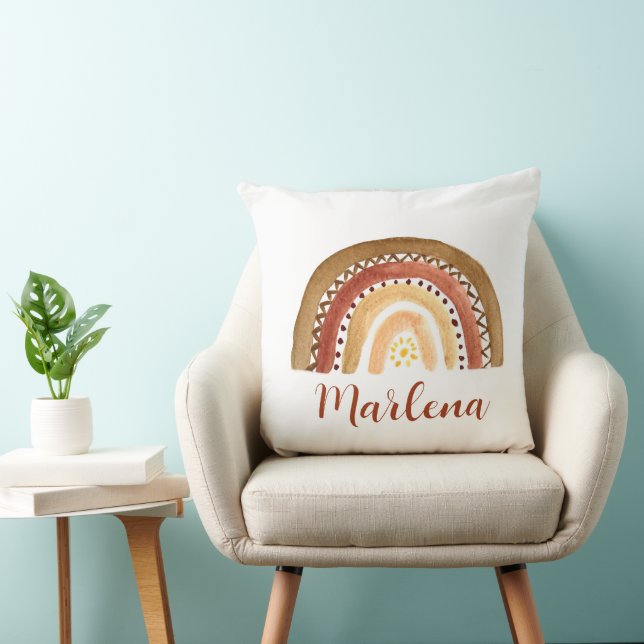 Boho Rainbow Bohemian Baby Nursery Neutralt Sol Kudde (Stol)