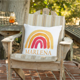 Boho Rainbow Bohemian Orange Natural Färg Kudde