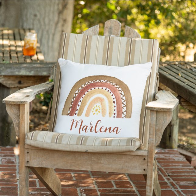 Boho Rainbow Bohemian Sol Earthy Natural Färg Kudde (Stol)