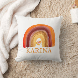 Boho Rainbow Bohemian Sol Orange Baby Nursery Cute Kudde