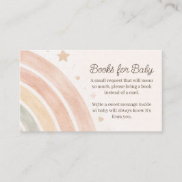 Boho Rainbow Books for Baby Minimal Baby Shower Tilläggskort