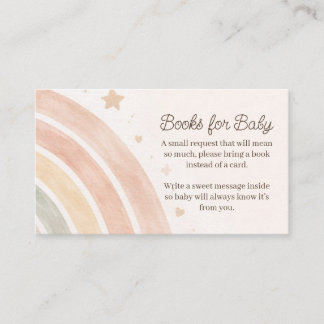 Boho Rainbow Books for Baby Minimal Baby Shower Tilläggskort