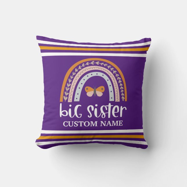 Boho Rainbow & Butterfly Personlig Big Sister Kudde (Framsida)