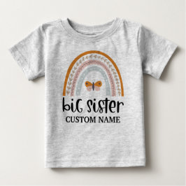 Boho Rainbow & Butterfly Personlig Big Sister T Shirt