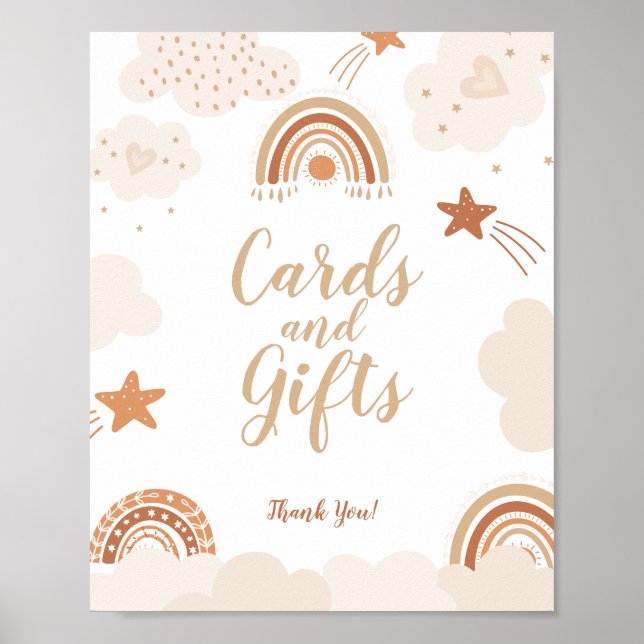 Boho Rainbow Cards and Gifts Sign Poster (Framsidan)