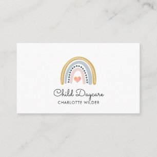 Boho Rainbow Child Daycare Affärskort Visitkort