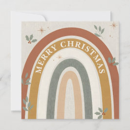 Boho Rainbow Christmas Holiday Greeting Card Julkort