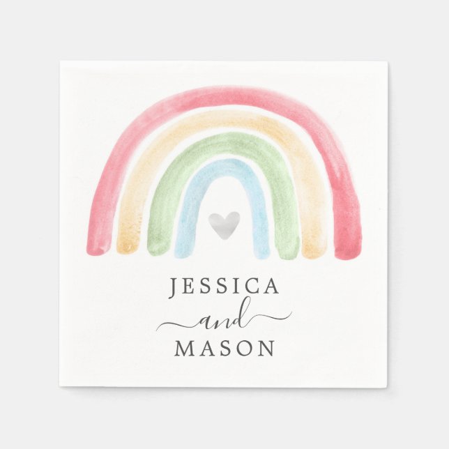 Boho Rainbow Cocktail Napkin Pappersservett (Framsidan)