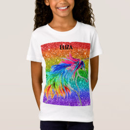Boho Rainbow Cute Girls Glitter Unicorn Kids T Shirt