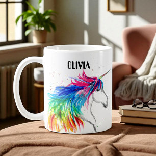 Boho Rainbow Cute Girls Unicorn Kids Kaffemugg